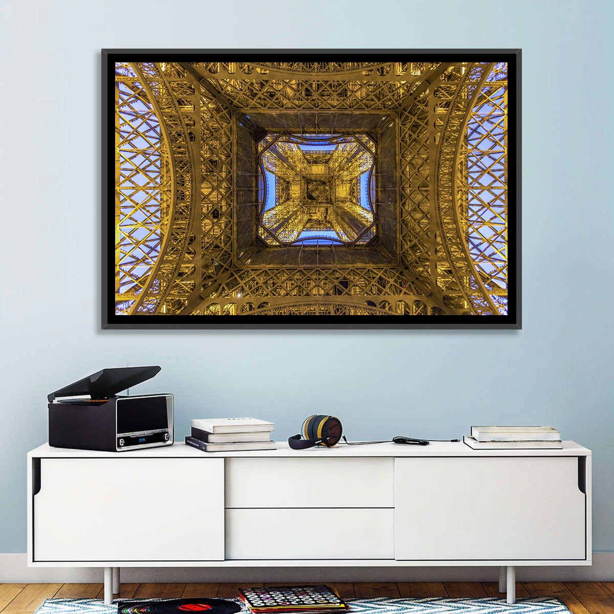 Eiffel Tower Lattice at Dusk Wall Art
