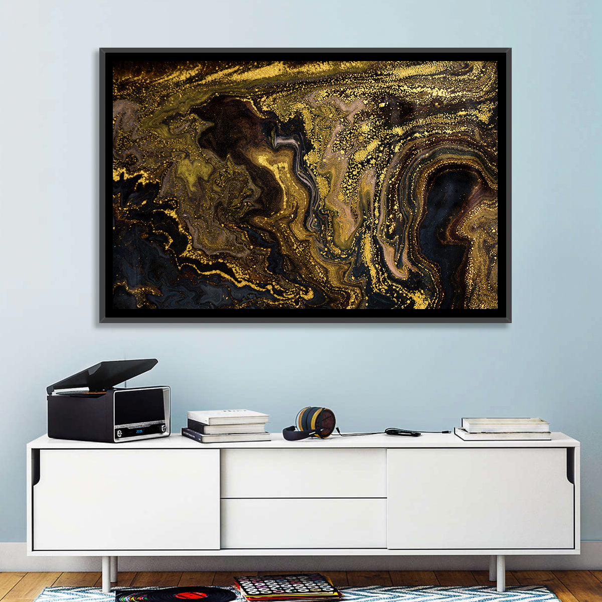 Black and Gold Marble Abstraction Wall Art