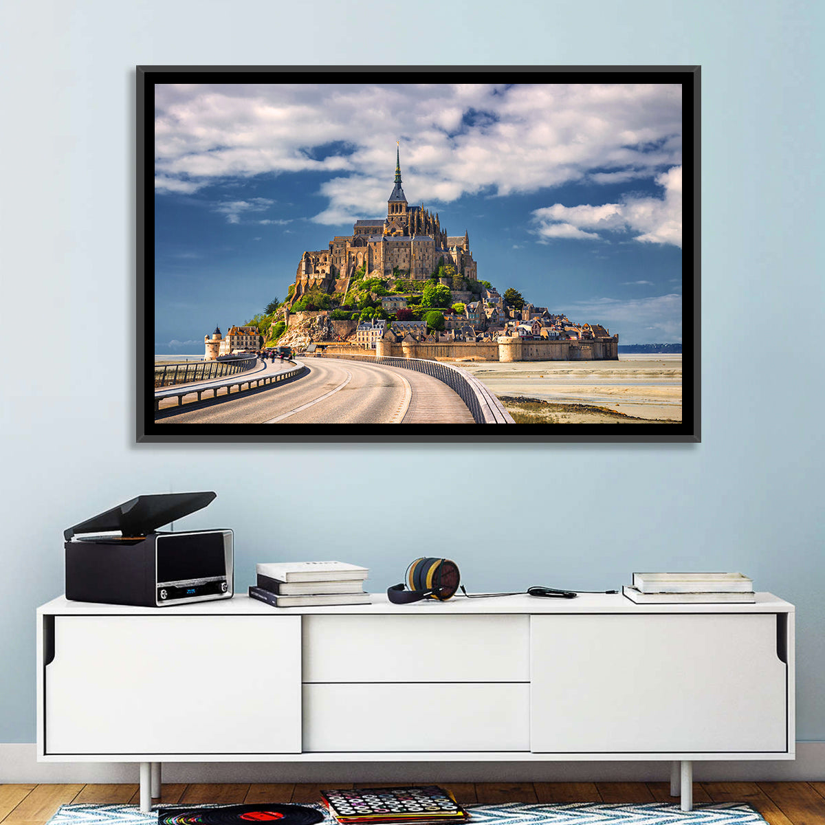 Mont Saint-michel at Low Tide Wall Art in a room, landscape