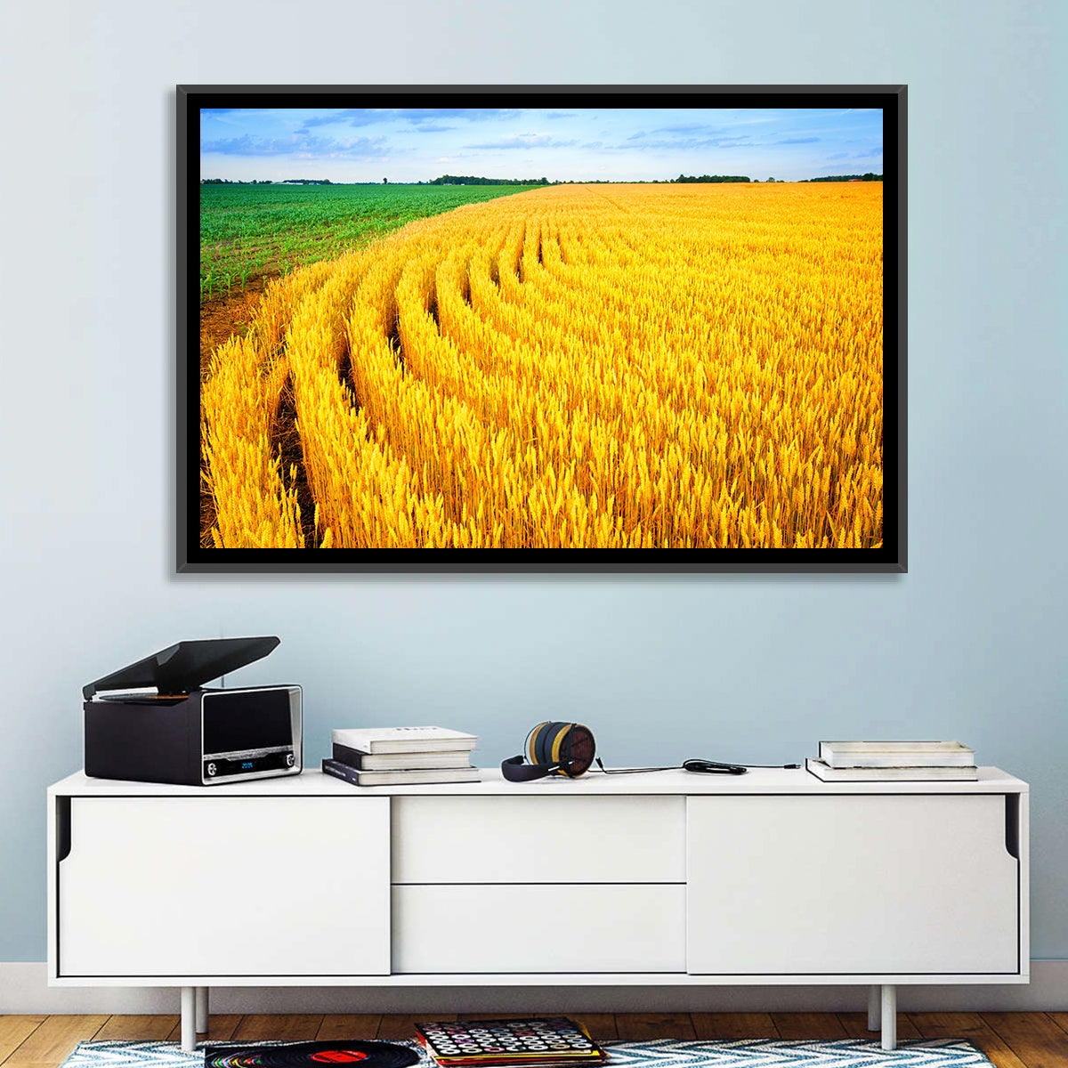 Summer Wheat Field with Curved Paths Wall Art