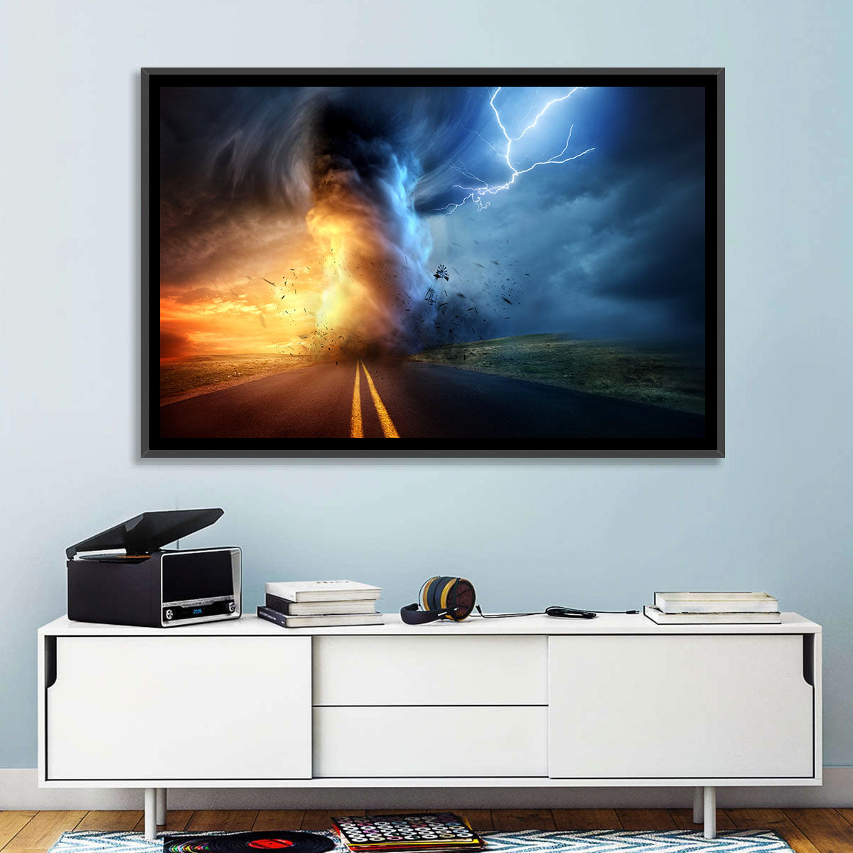 Road to a Twisting Tornado Wall Art in a room, landscape