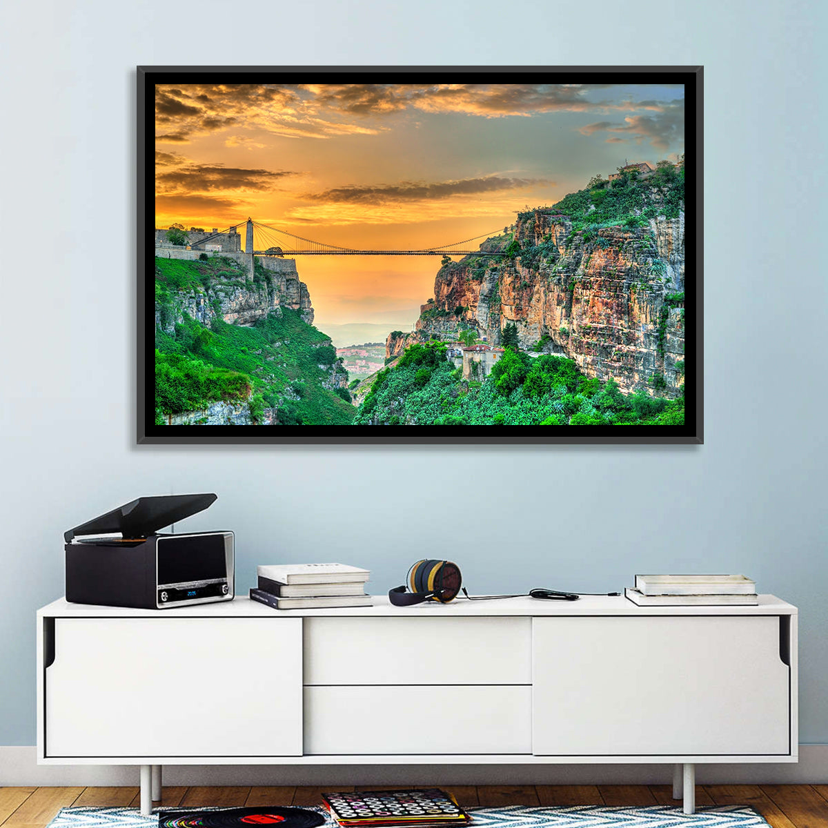 Sidi M'cid Bridge Over Constantine Canyon Wall Art in a room, landscape