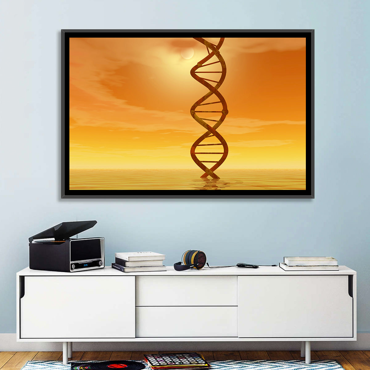 Dna Helix at Sunset Wall Art in a room, landscape