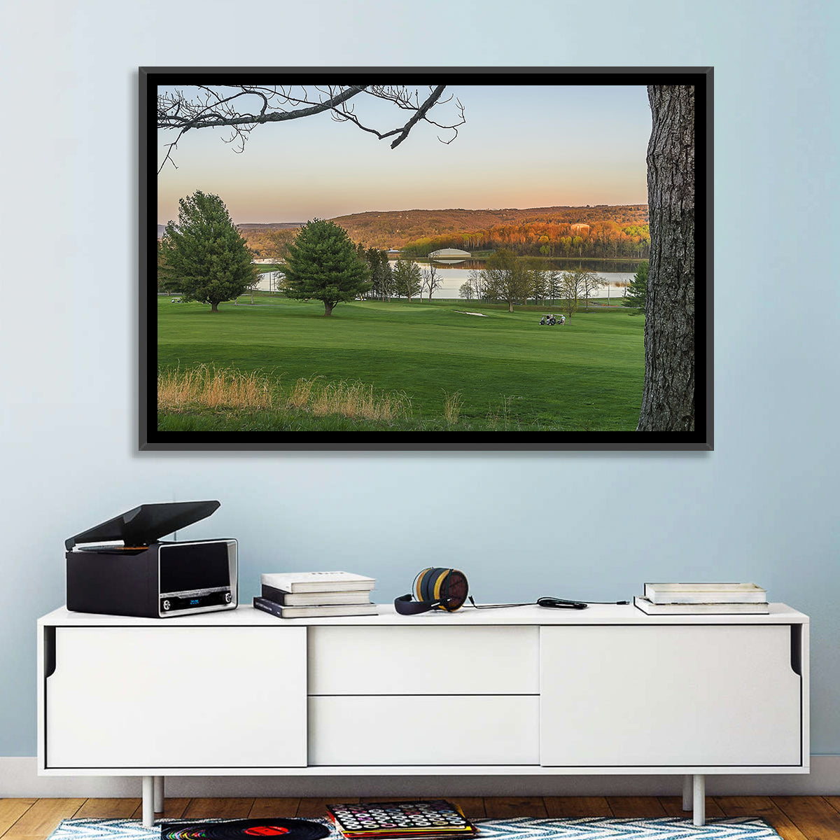 Roscoe Conkling Park Golden Hour Wall Art in a room, landscape
