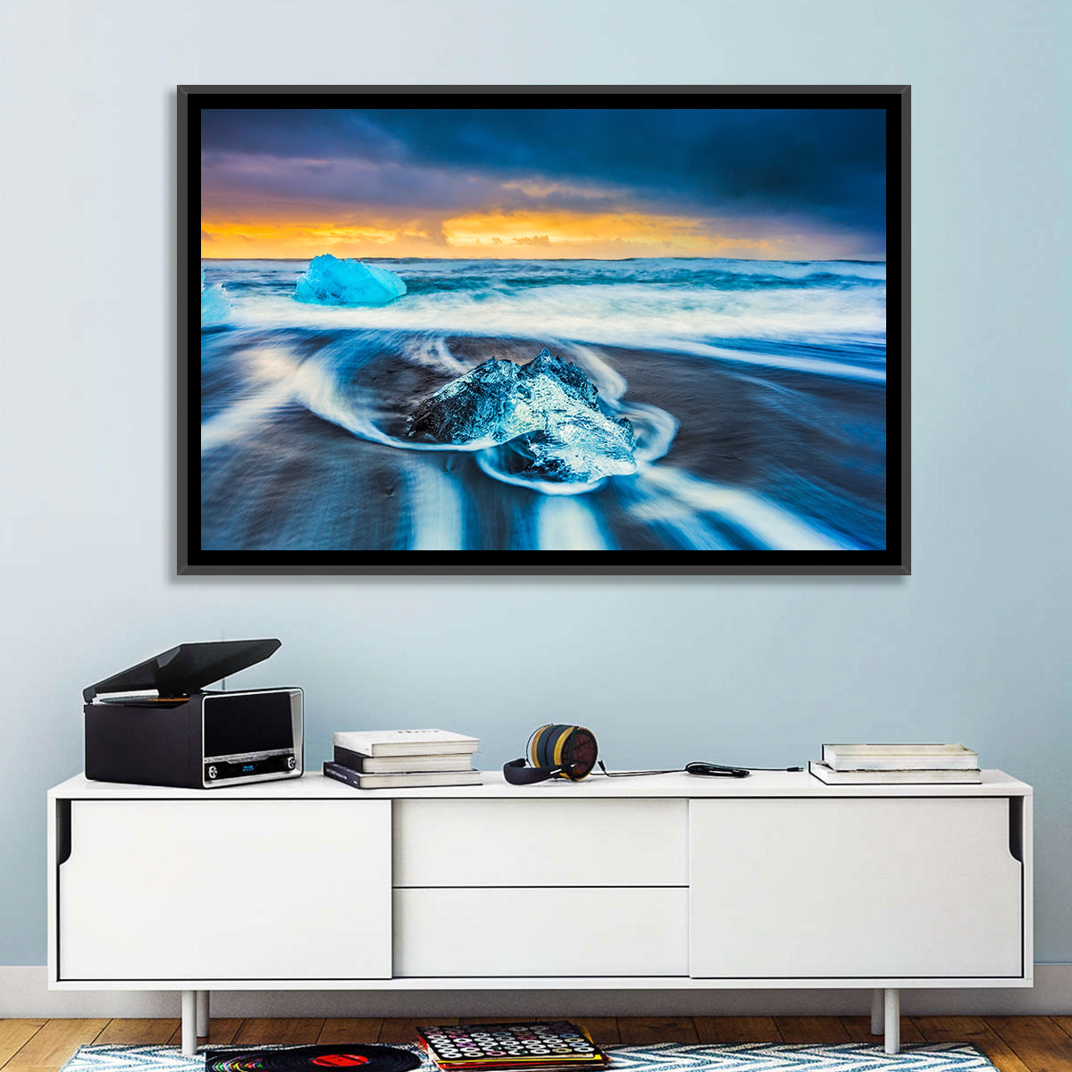 Diamond Beach Ice at Dusk Wall Art