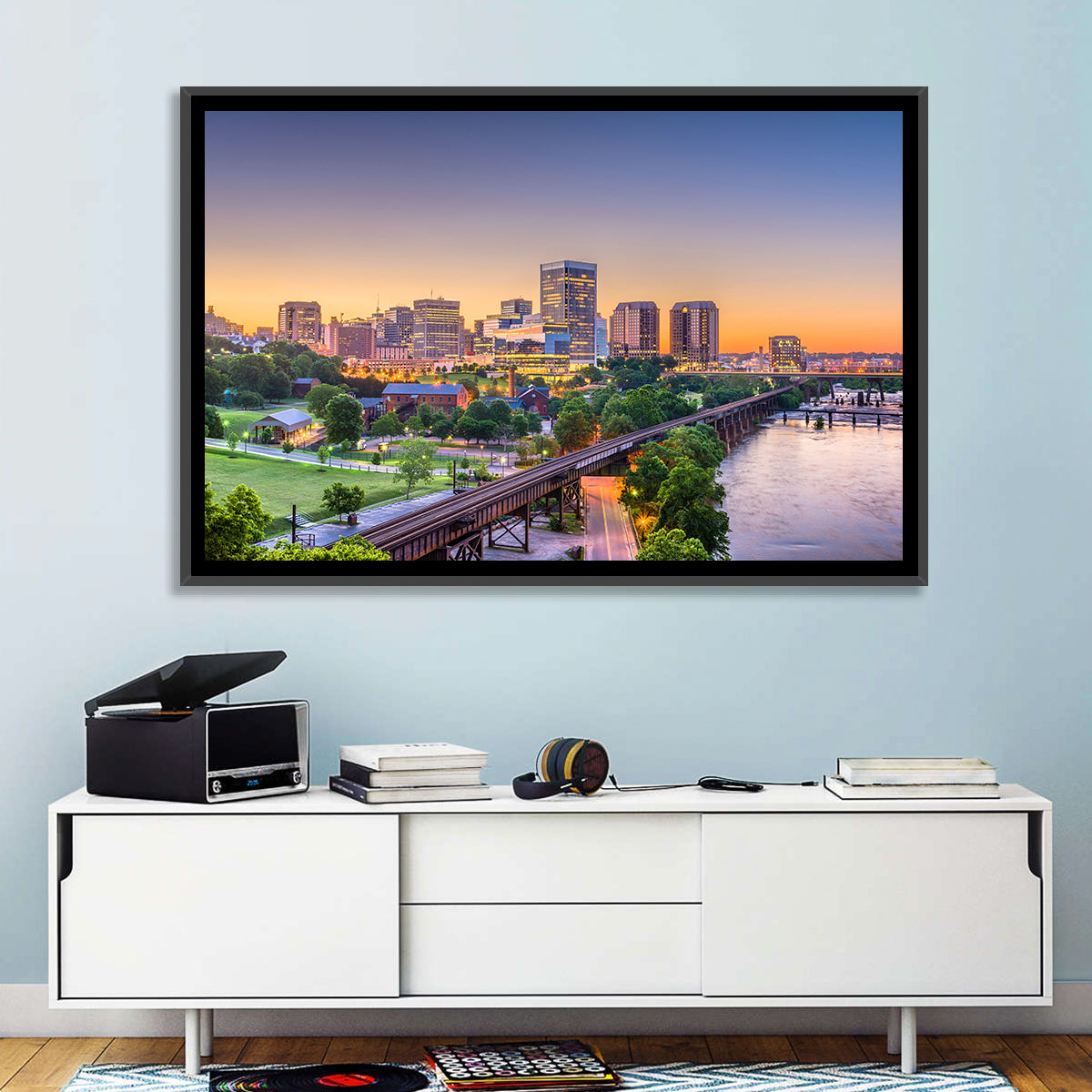 Richmond Skyline at Golden Hour Wall Art in a room, landscape