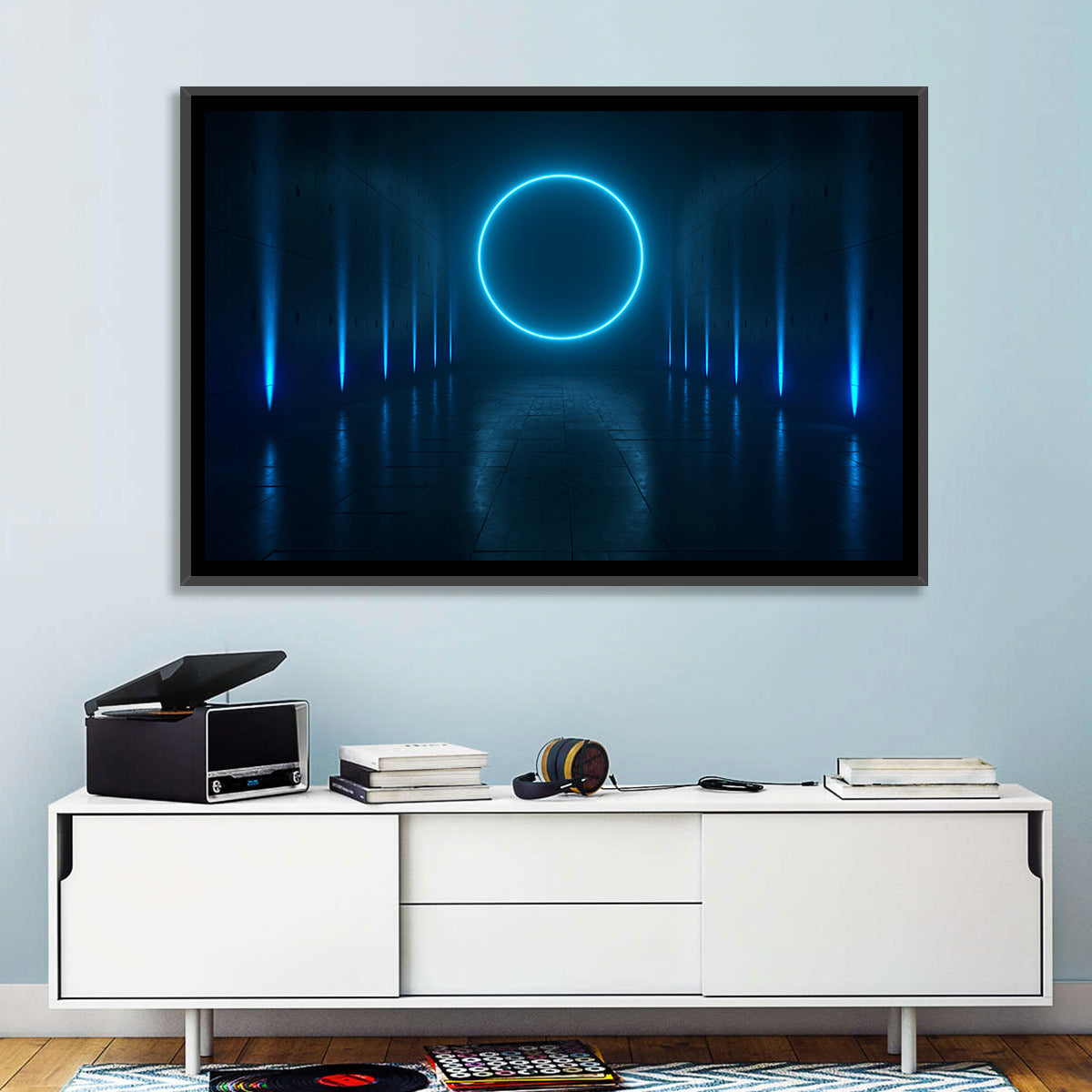 Glowing Neon Corridor Wall Art