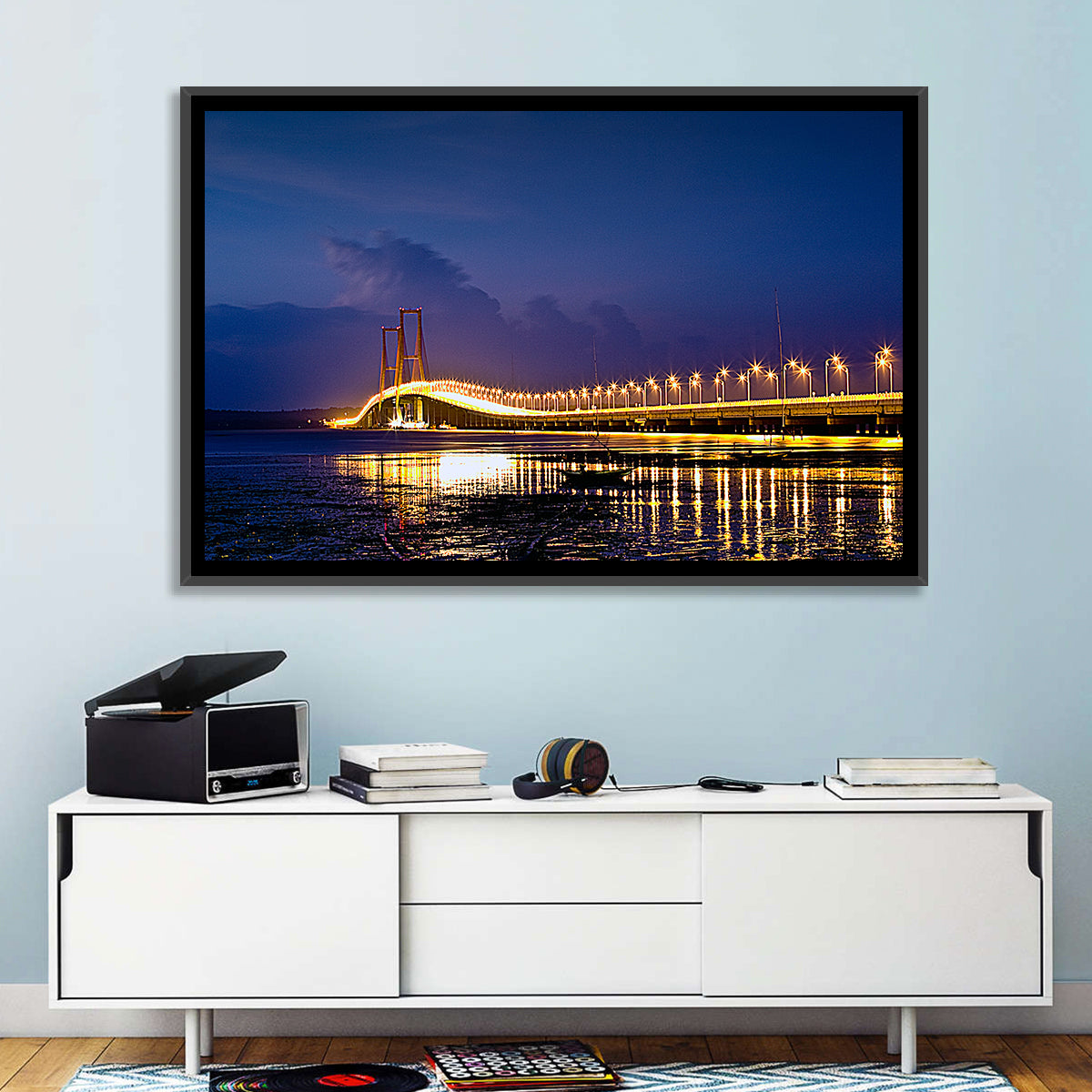 Suramadu Bridge at Dusk Wall Art