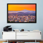 Mount Hood Over Portland Skyline Wall Art
