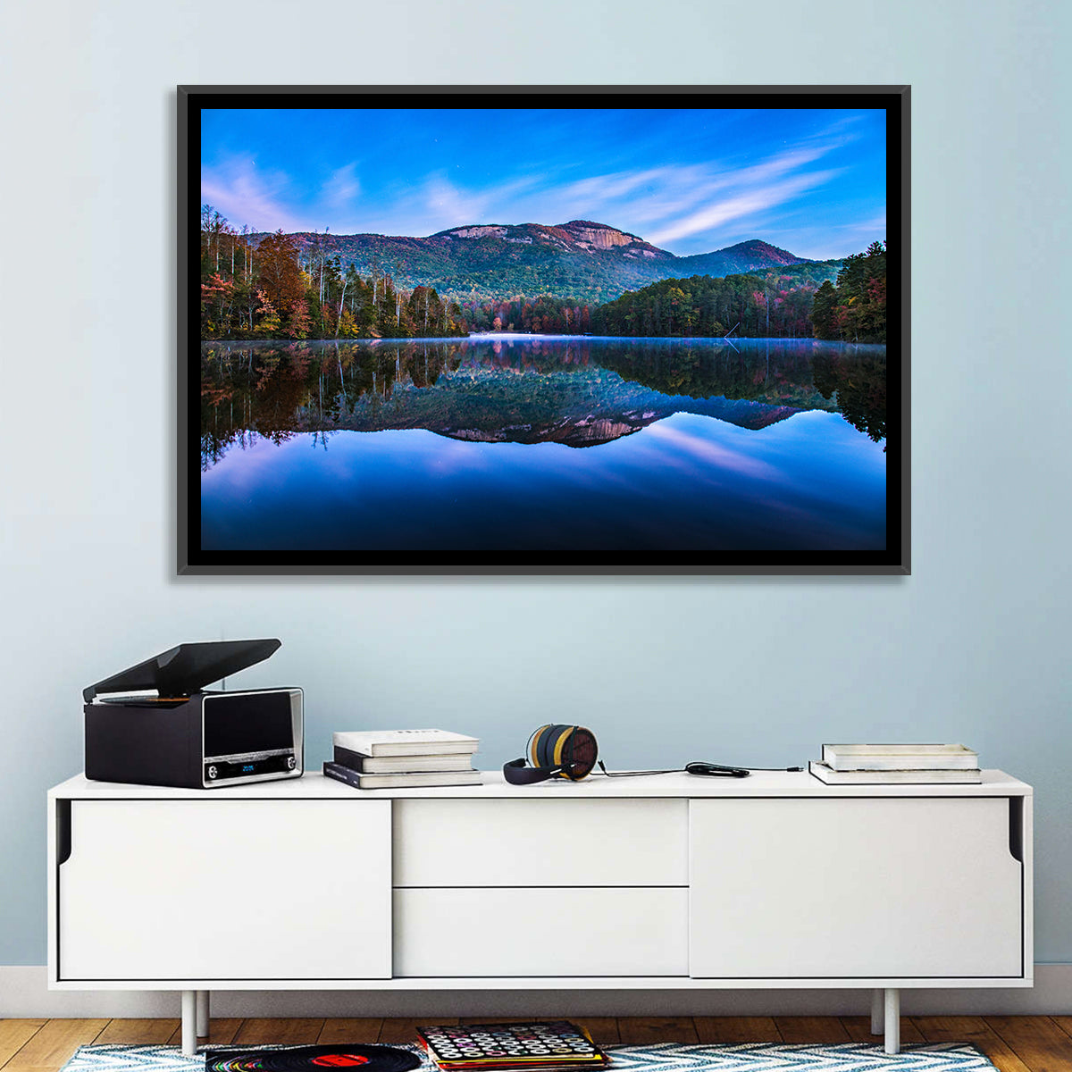 Pinnacle Lake Reflection Wall Art in a room, landscape