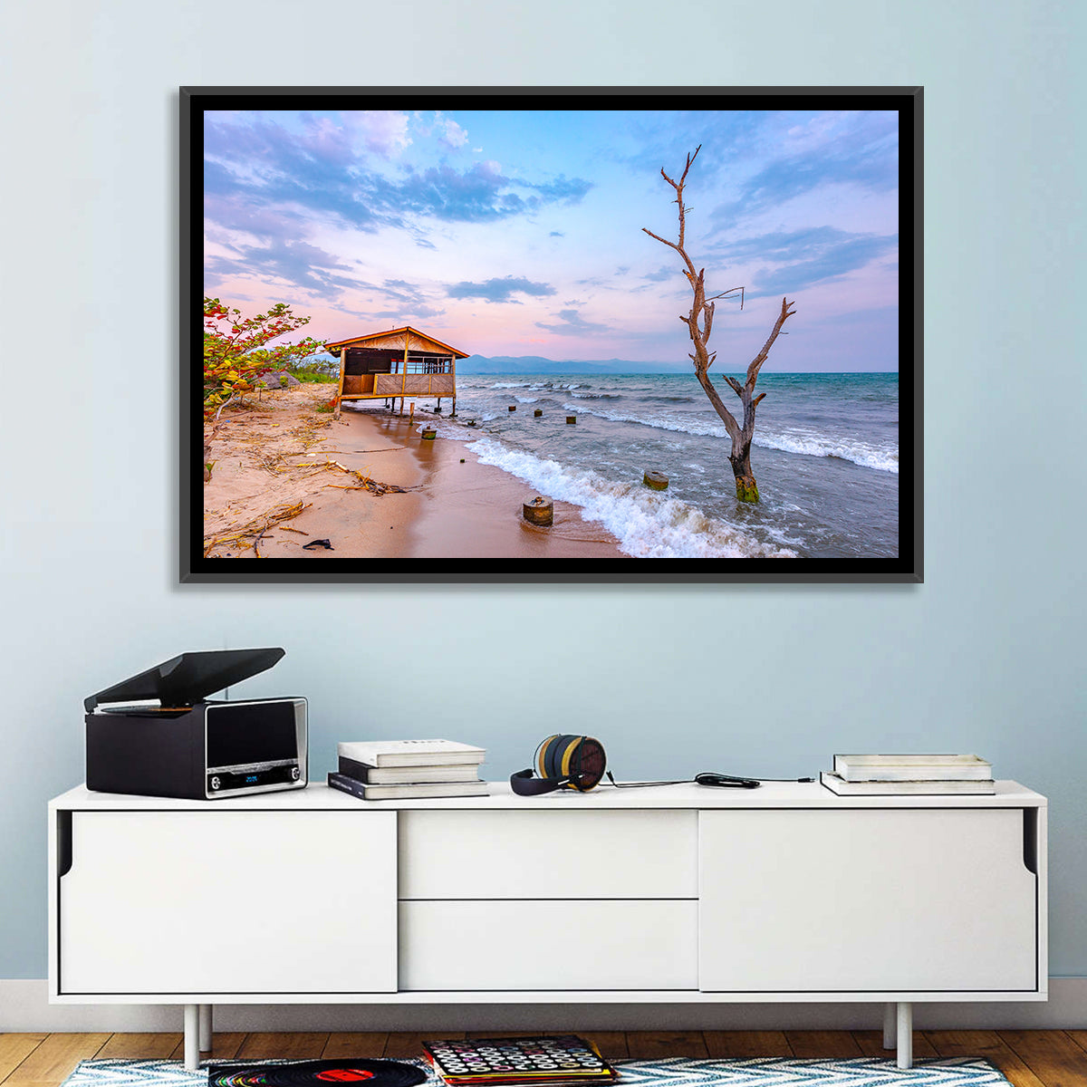 Tanganyika Shoreline at Dusk Wall Art in a room, landscape