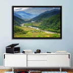 Punakha River Valley with Terraced Rice Fields Wall Art