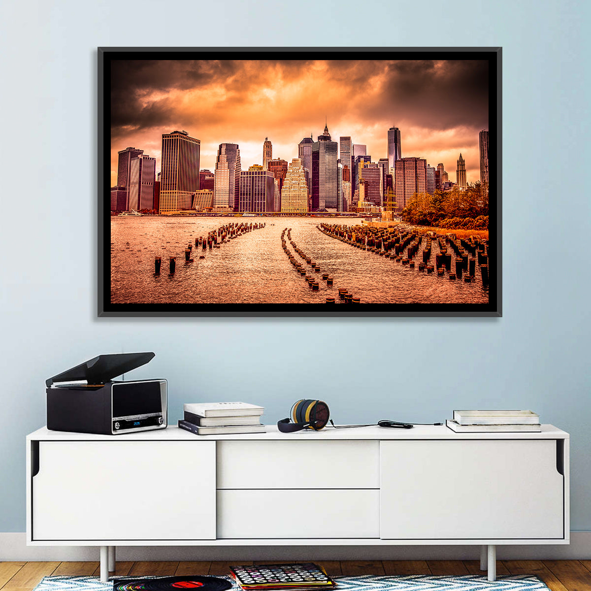 Lower Manhattan Financial District Wall Art in a room, landscape