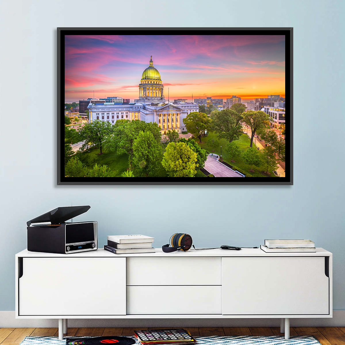 Madison State Capitol at Dusk Wall Art in a room, landscape