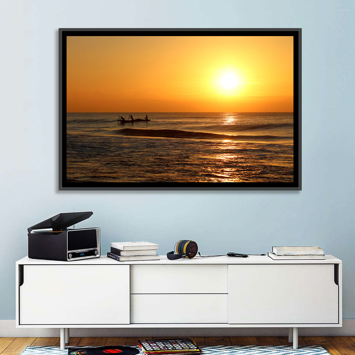 Puri Beach Sunrise Wall Art in a room, landscape