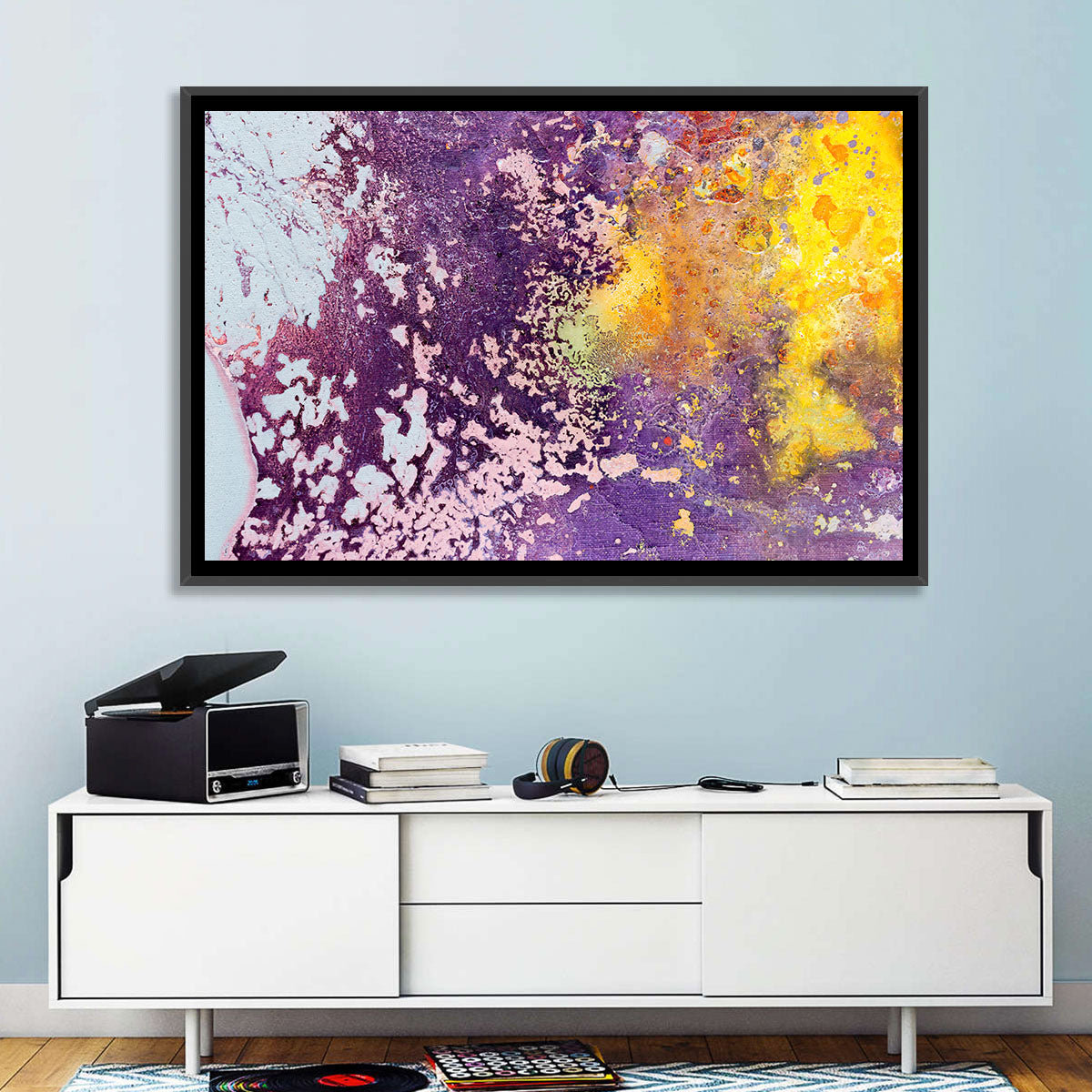 Color Fusion Abstract Wall Art in a room, landscape