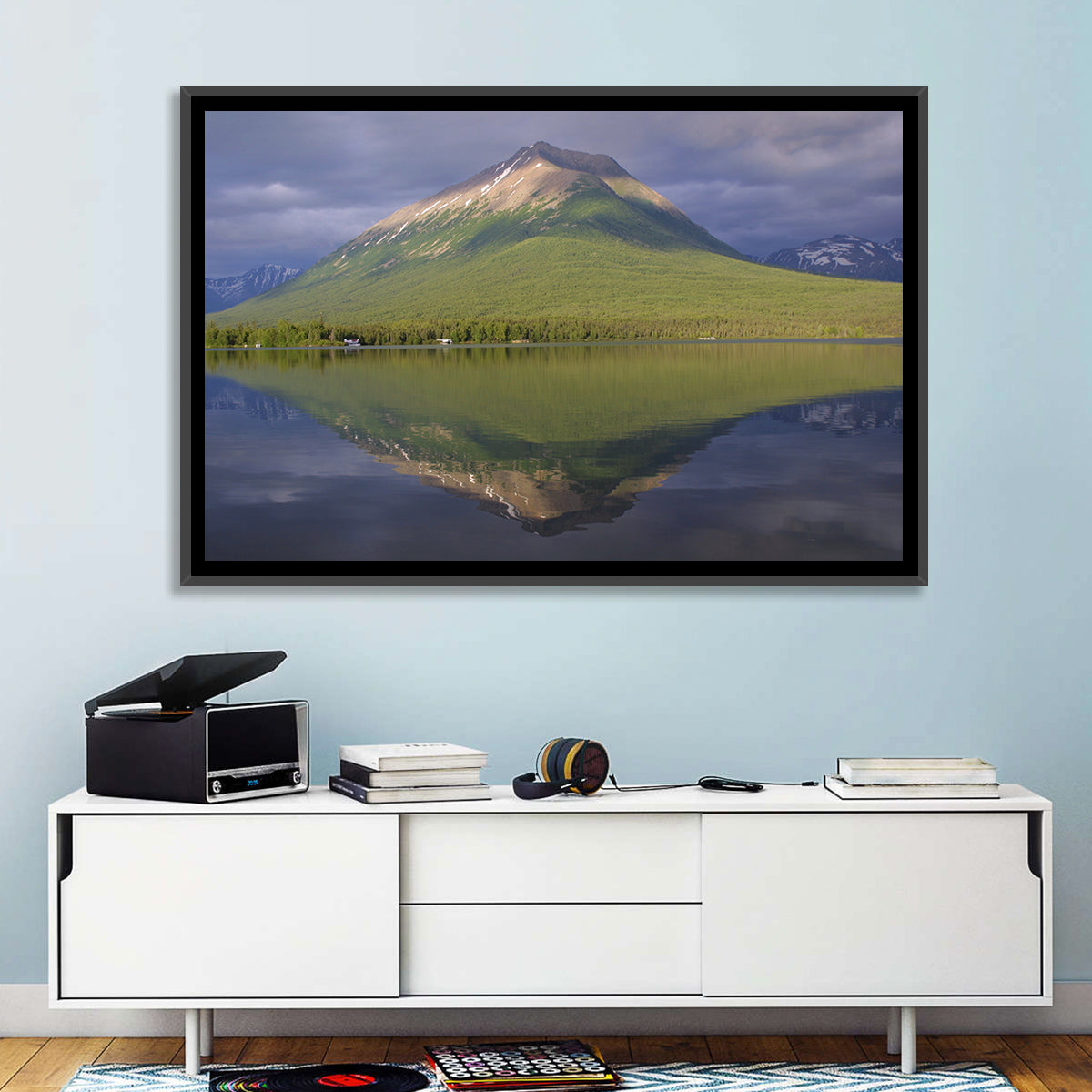 Mount Tanalian from Lake Clark Wall Art in a room, landscape