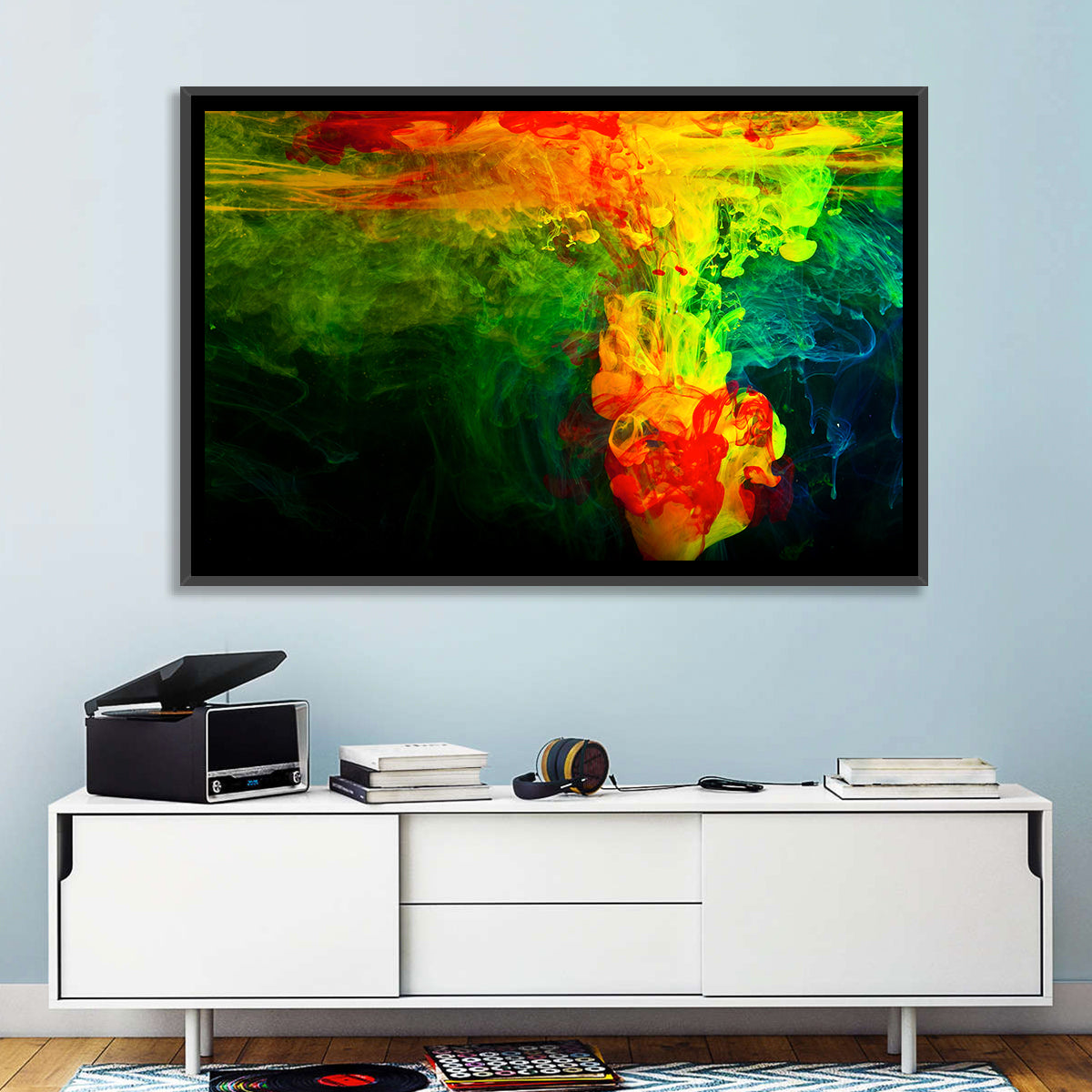 Dynamic Ink Plumes Abstract Wall Art