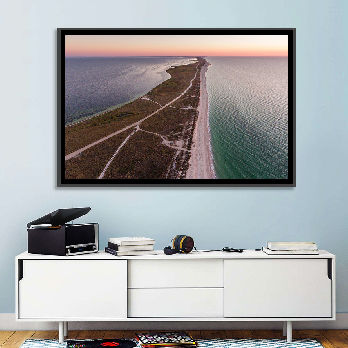 Byriuchyi Island Coastline Wall Art in a room, landscape