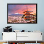 Chureito Pagoda and Mount Fuji at Sunset Wall Art