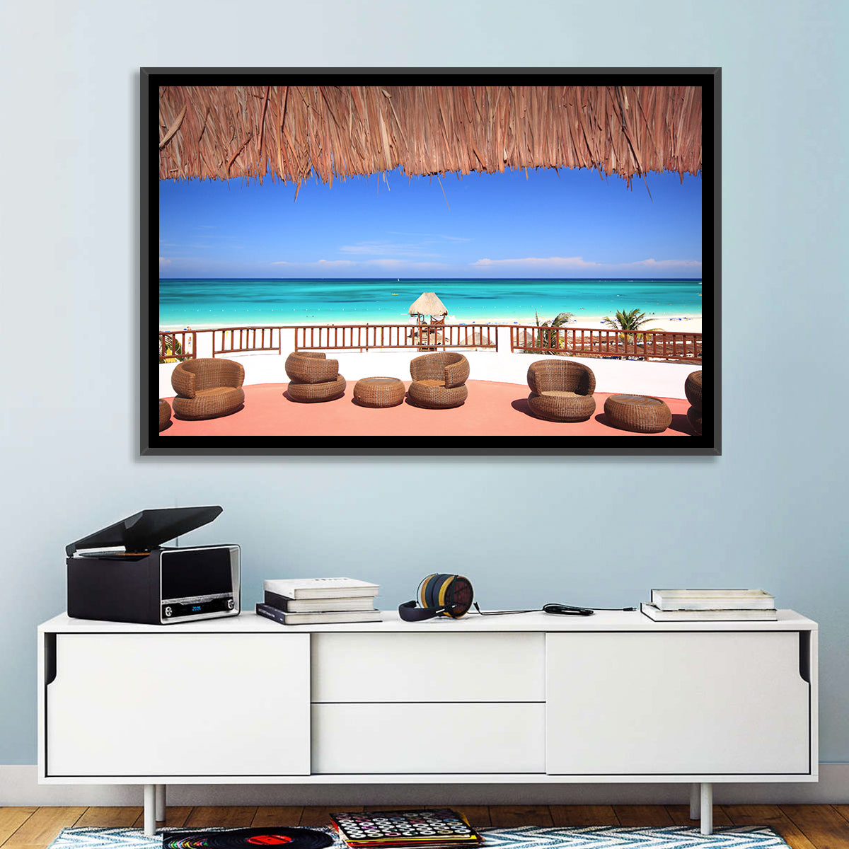Beach Resort Balcony View Wall Art in a room, landscape