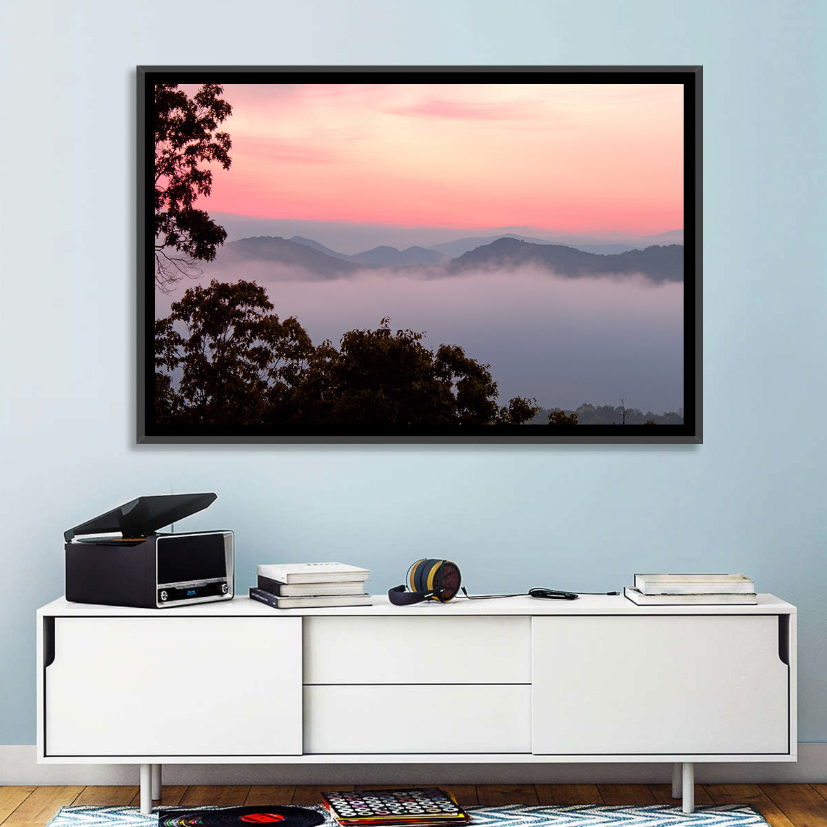 Smogy Foothills Dawn Wall Art in a room, landscape