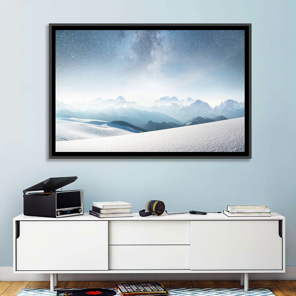 Starry Milky Way Over Snowy Peaks Wall Art