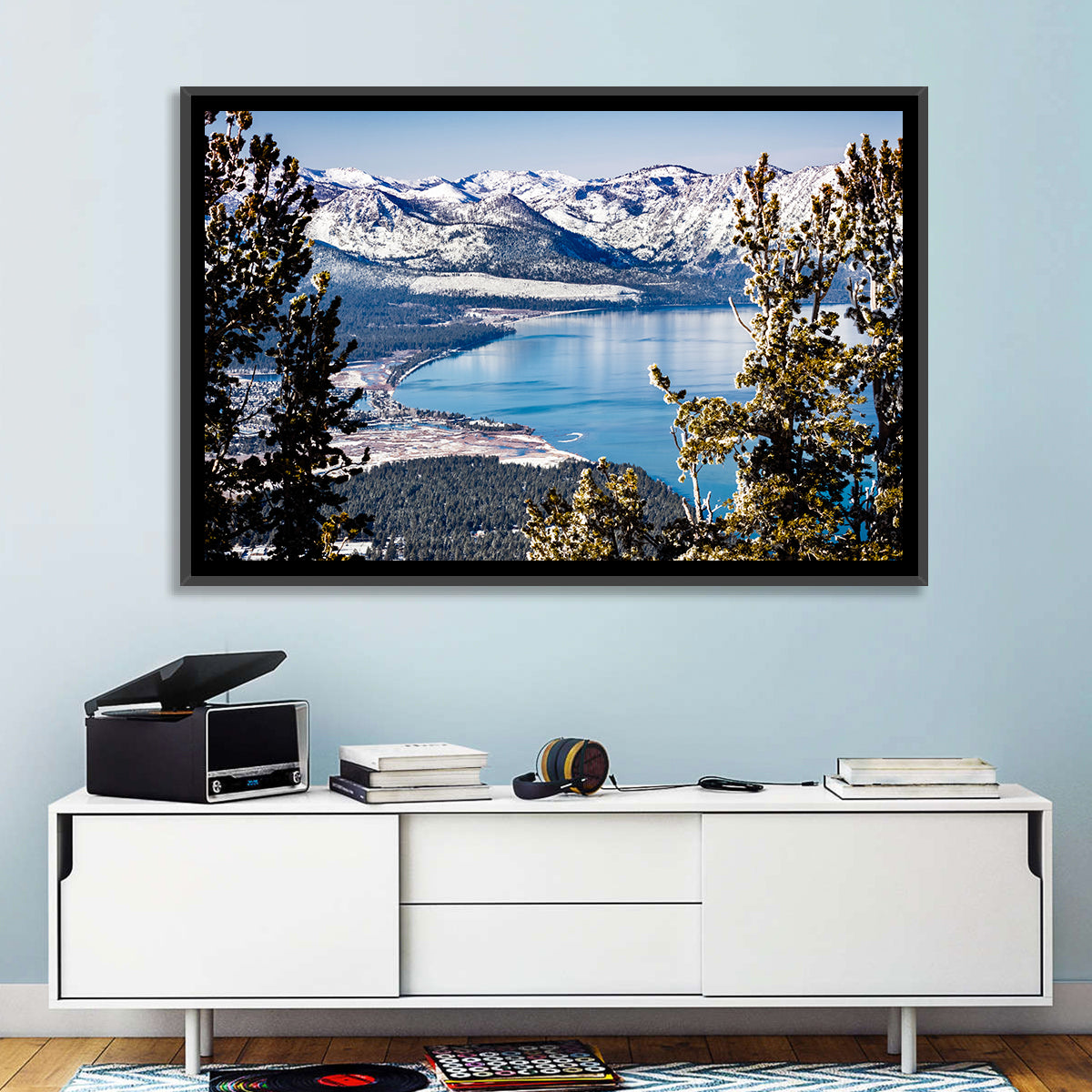 Lake Tahoe Sierra Vista Wall Art in a room, landscape