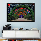 Red Lantern Trellis Tunnel Wall Art