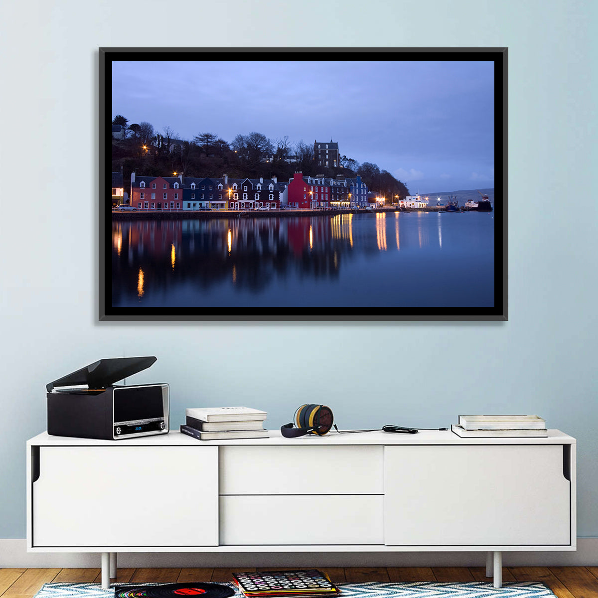Tobermory Harbour at Twilight Wall Art in a room, landscape