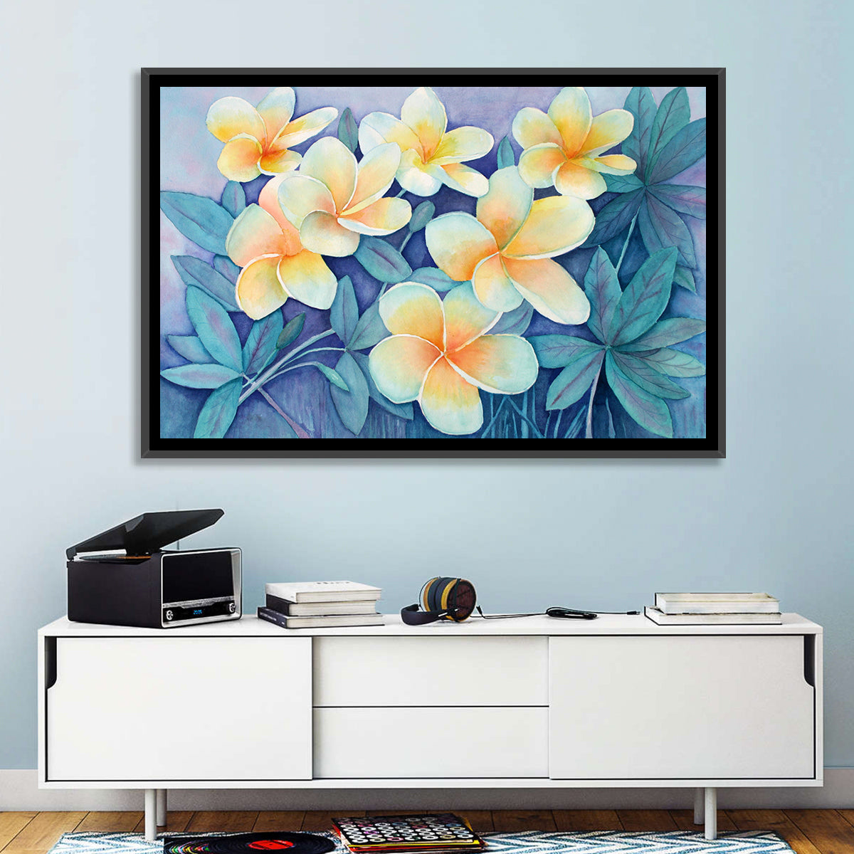 Watercolor Frangipani Cluster Wall Art