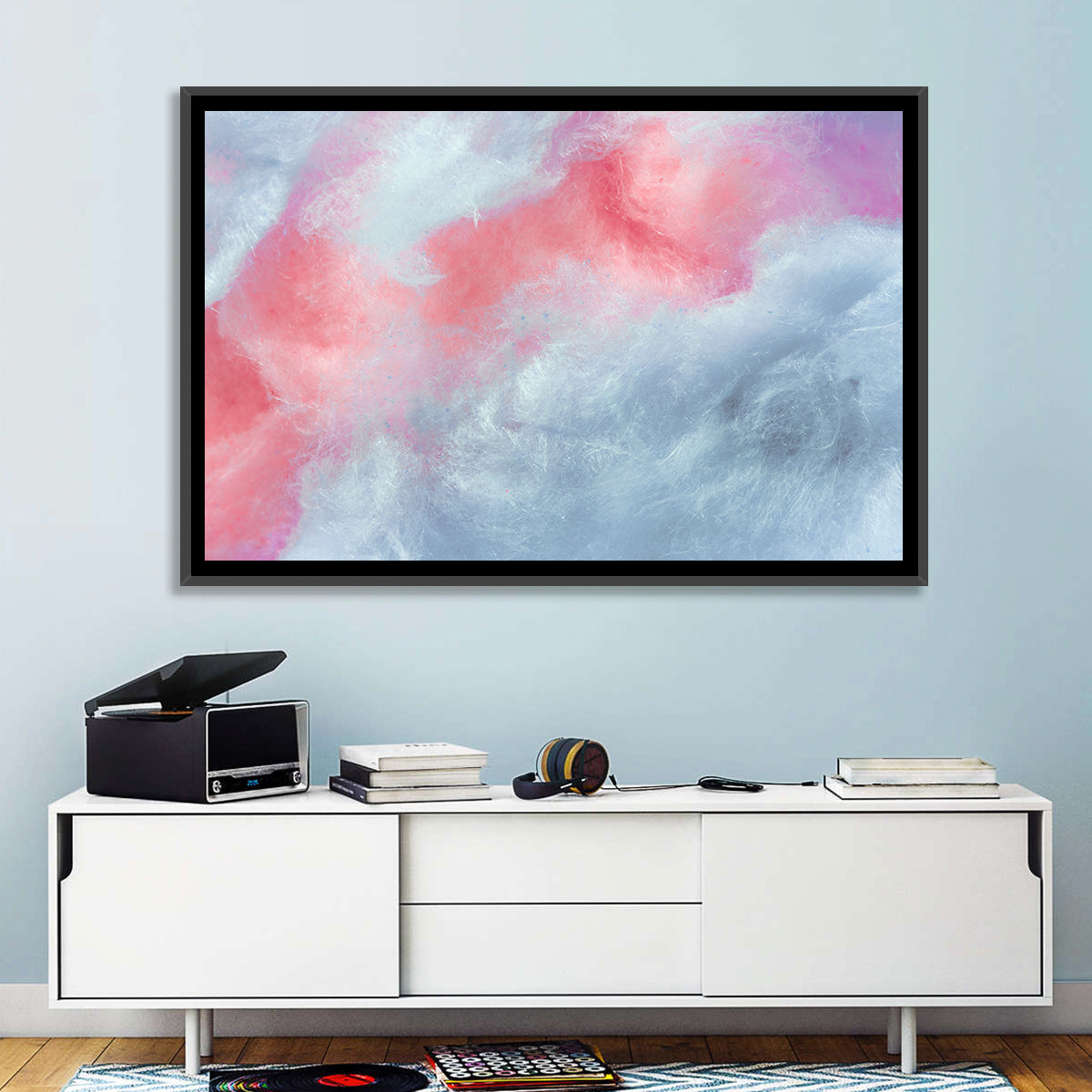 Spun Sugar Abstract Wall Art in a room, landscape