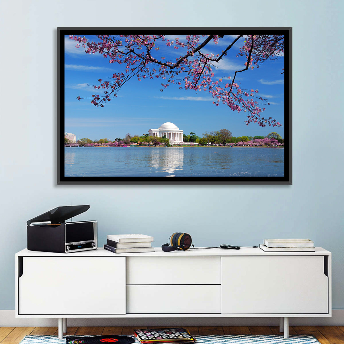 Thomas Jefferson Memorial with Cherry Blossoms Wall Art in a room, landscape