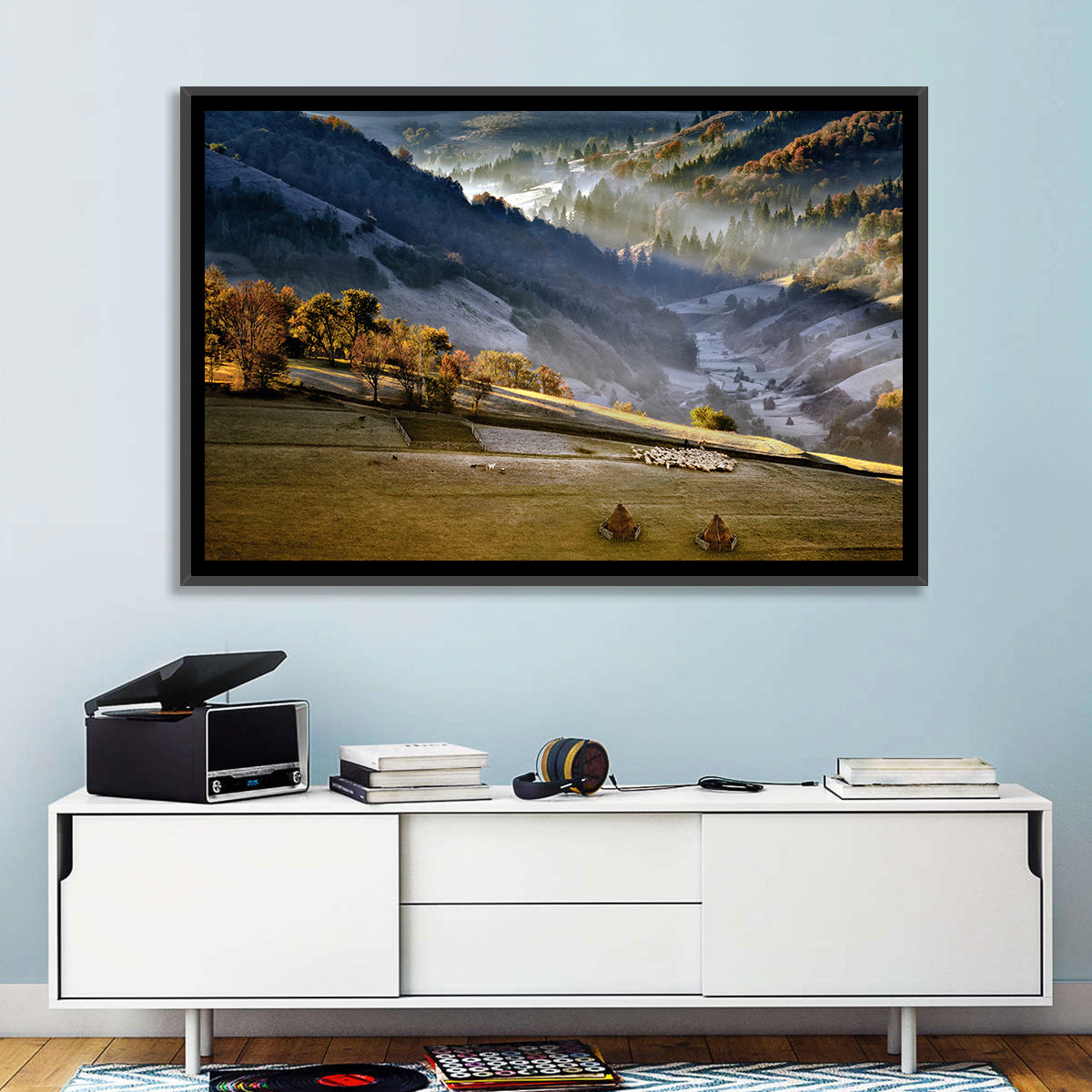 Mountain Village in Morning Mist Wall Art