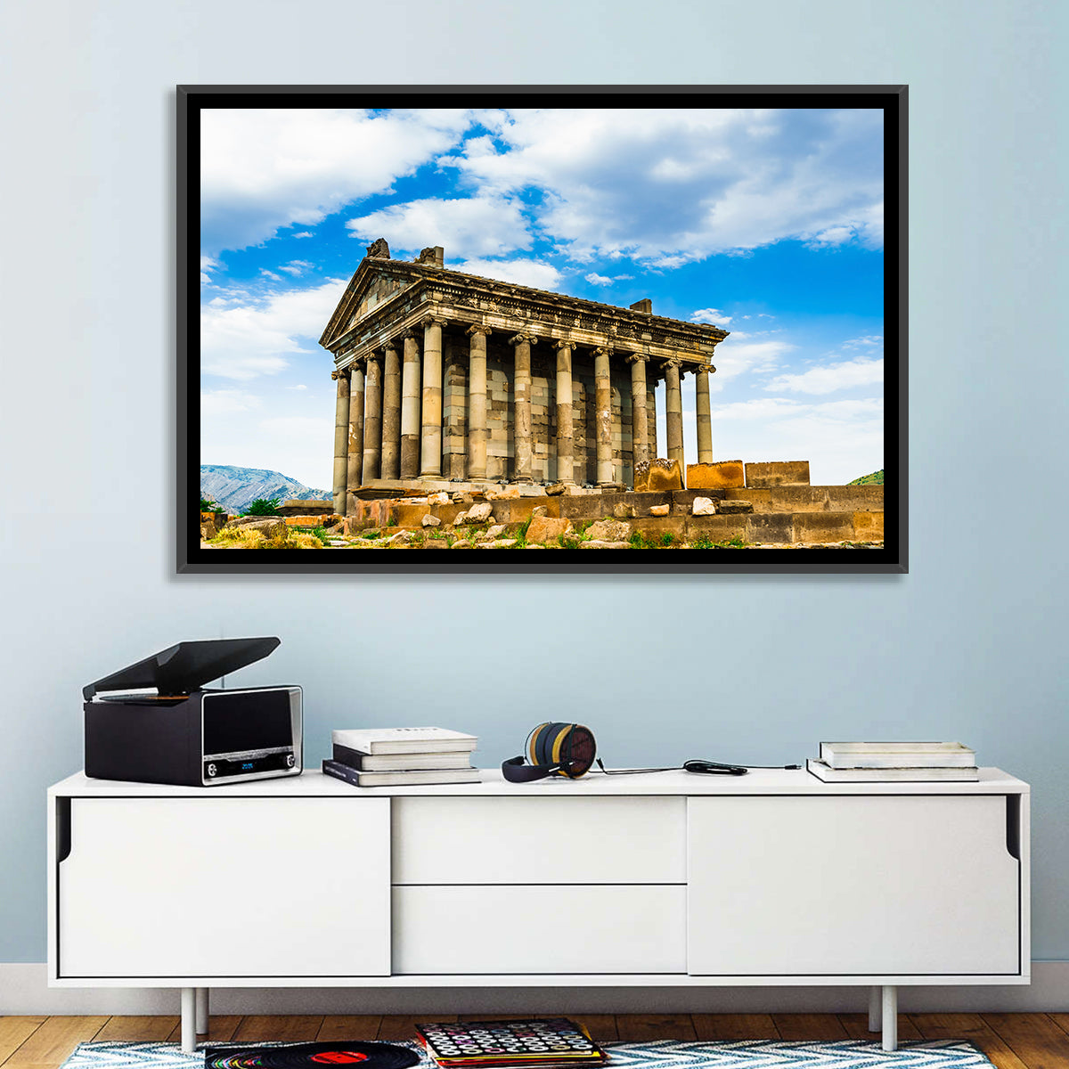 Temple of Garni Vintage Landscape Wall Art in a room, landscape