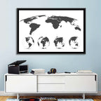 Stylized World Map and Globe Icons Wall Art
