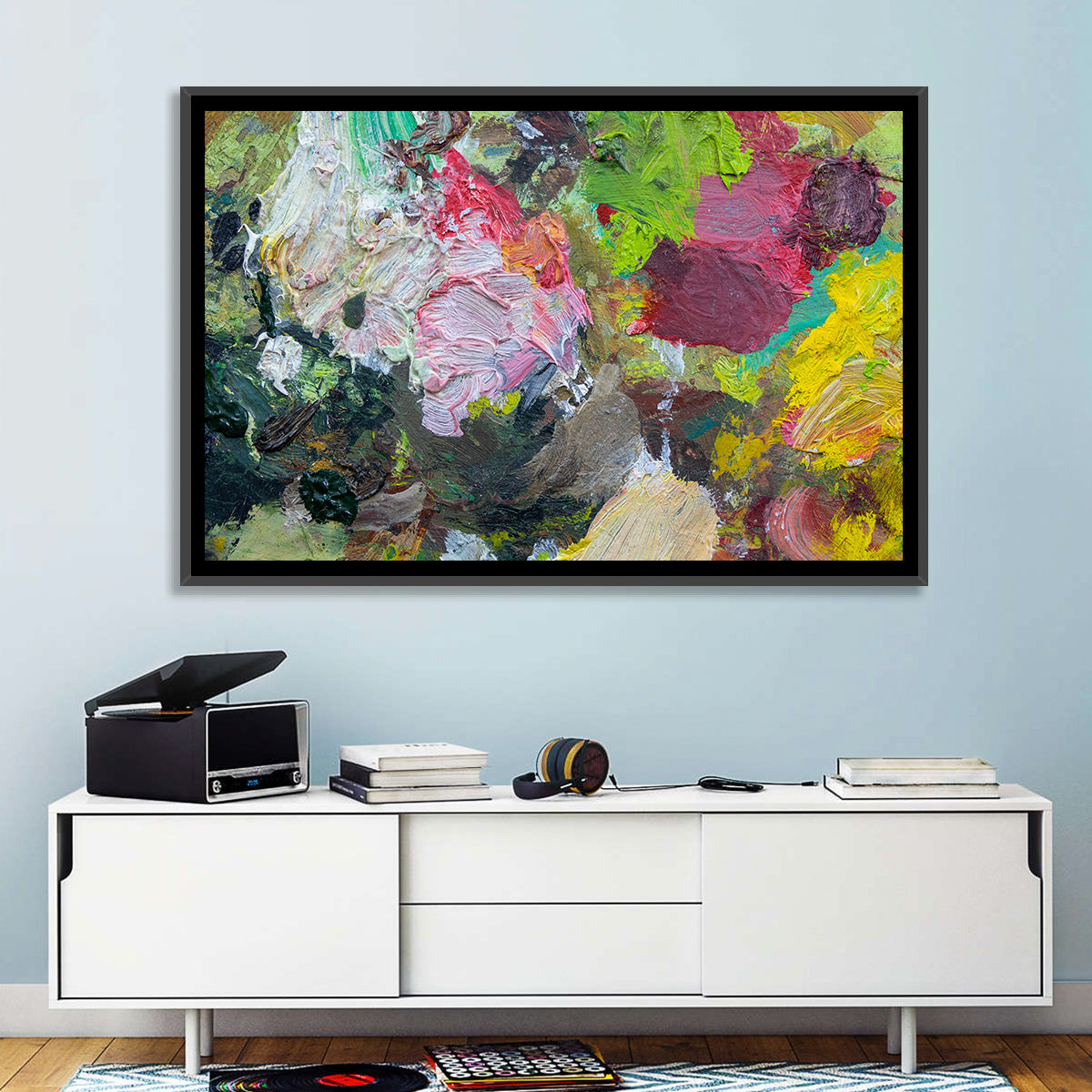 Hand Drawn Abstract Palette Wall Art in a room, landscape