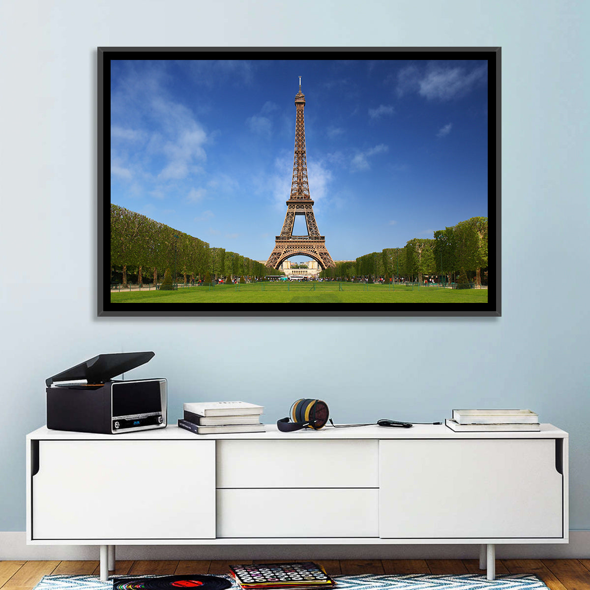Eiffel Tower Park View Wall Art in a room, landscape