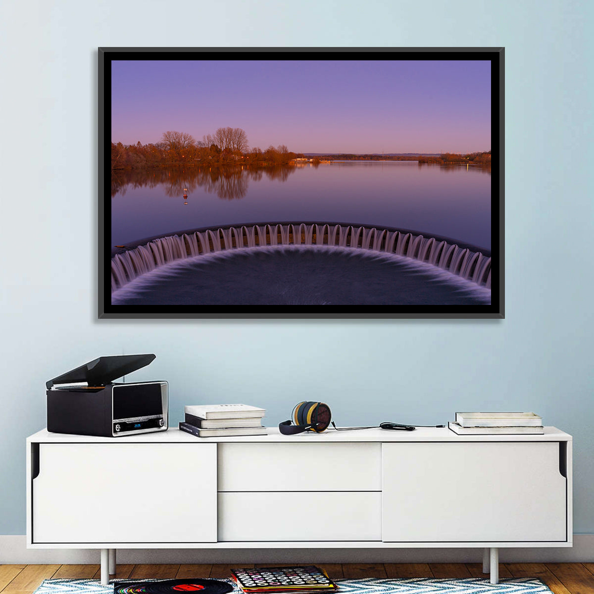 Circular Weir at Dusk Wall Art