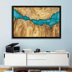 Burled Wood River with Teal Resin Wall Art