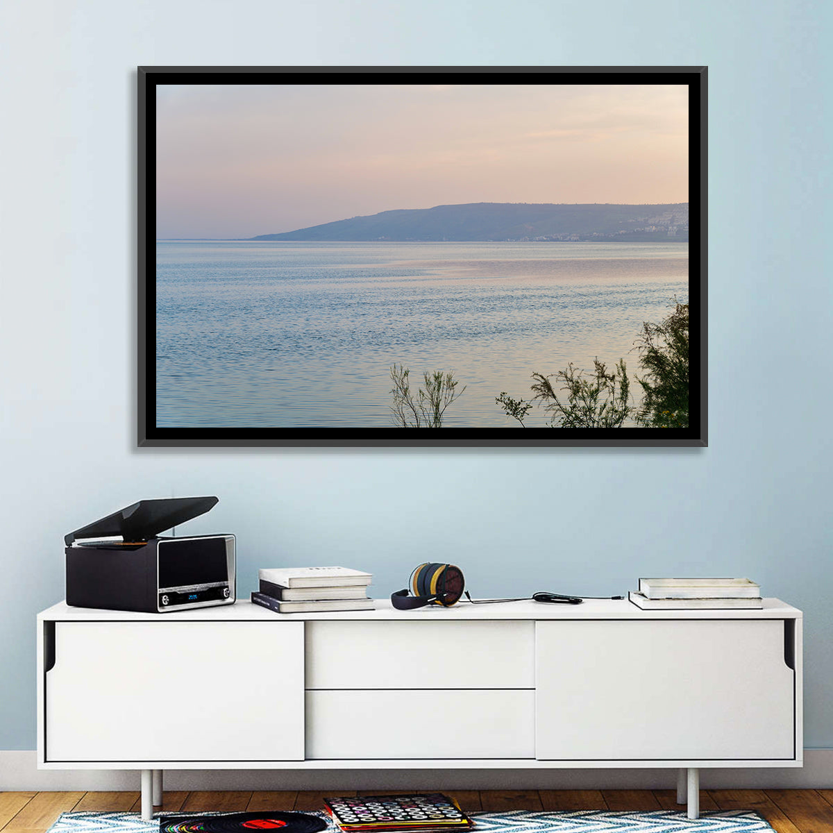 Sea of Galilee at Dusk Wall Art in a room, landscape