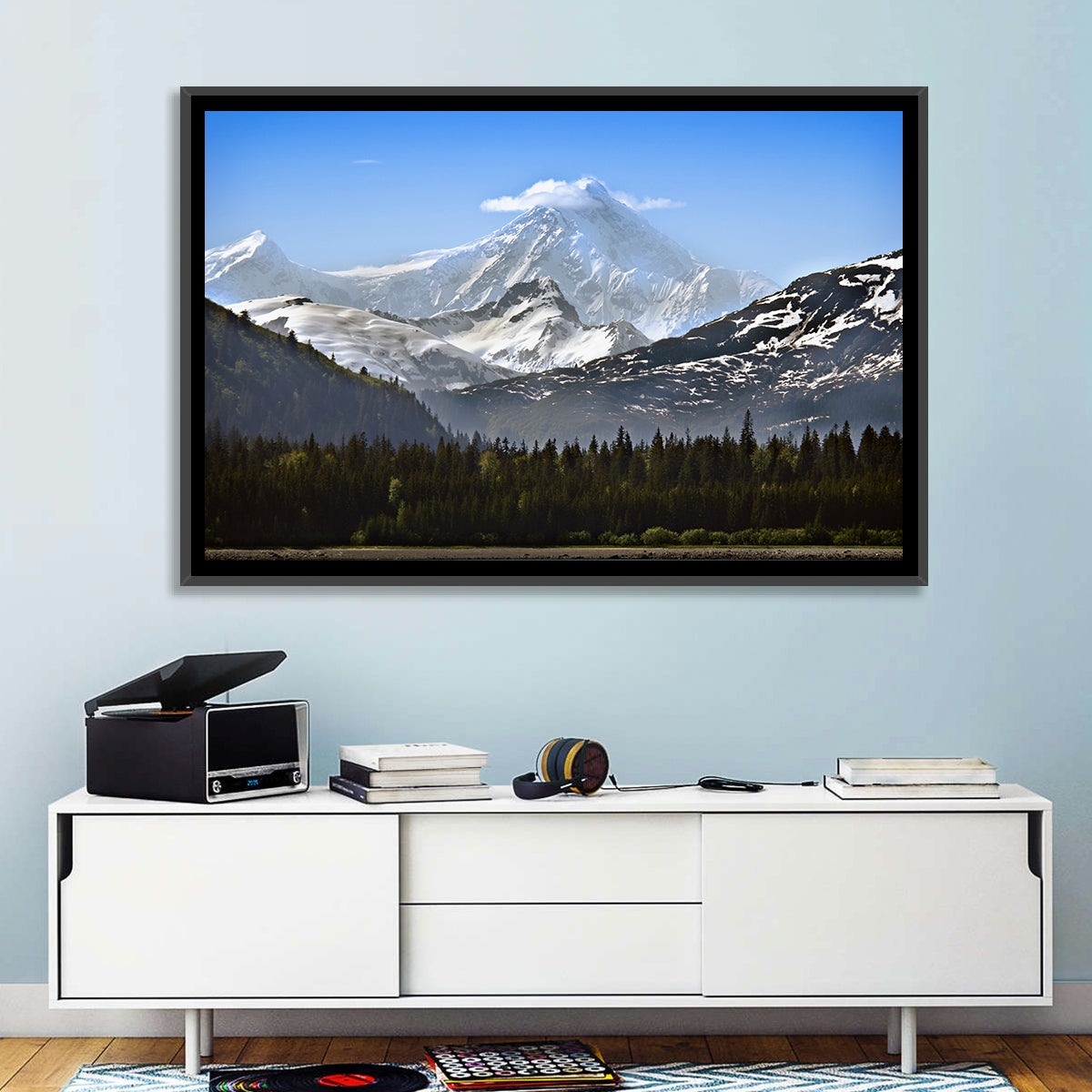 Glacier Bay Snow-capped Peak Wall Art in a room, landscape