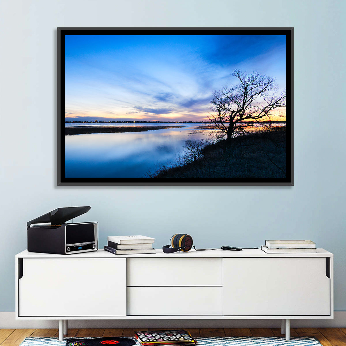 Lake Bemidji Twilight Wall Art in a room, landscape