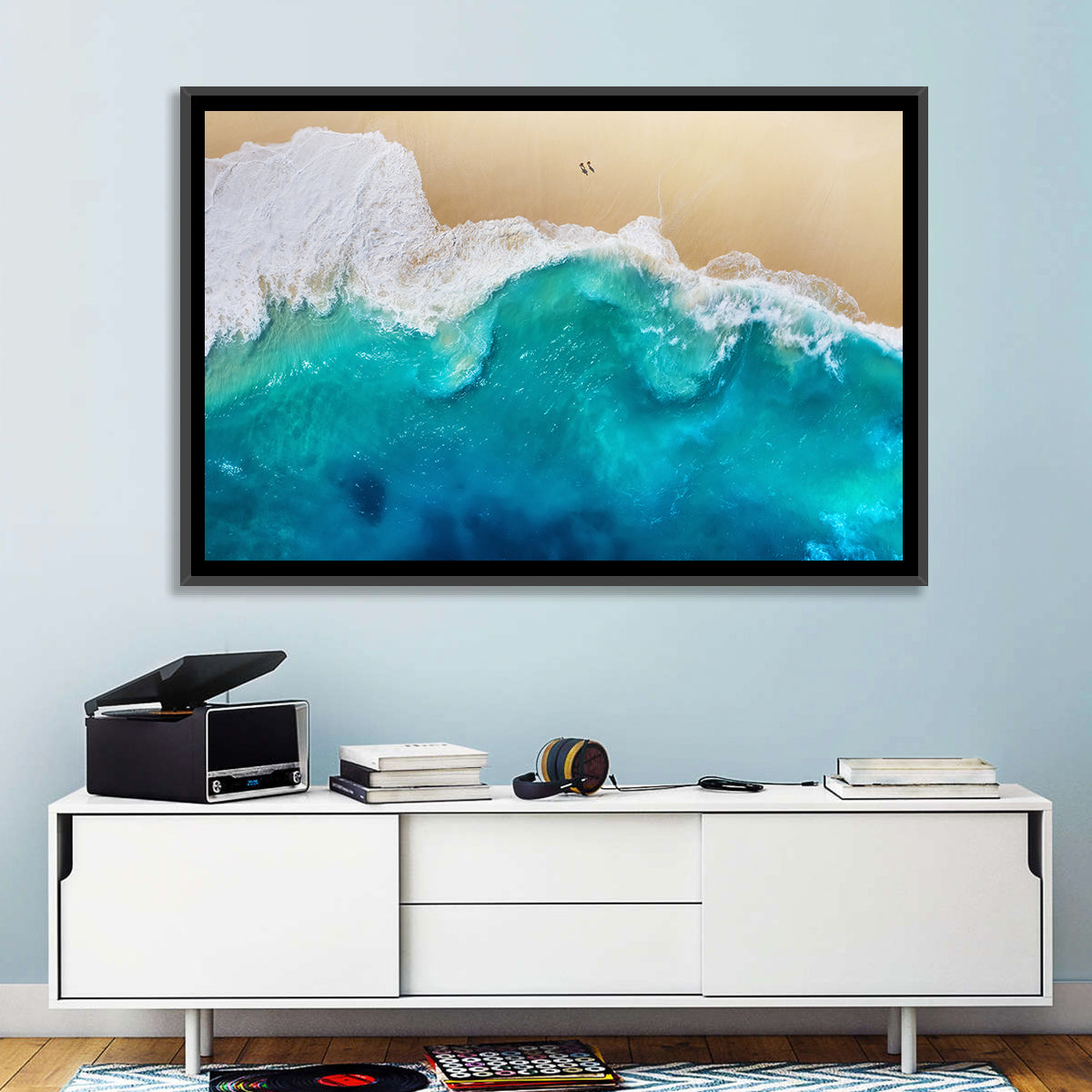 Nusa Penida Aerial Beach Wall Art in a room, landscape