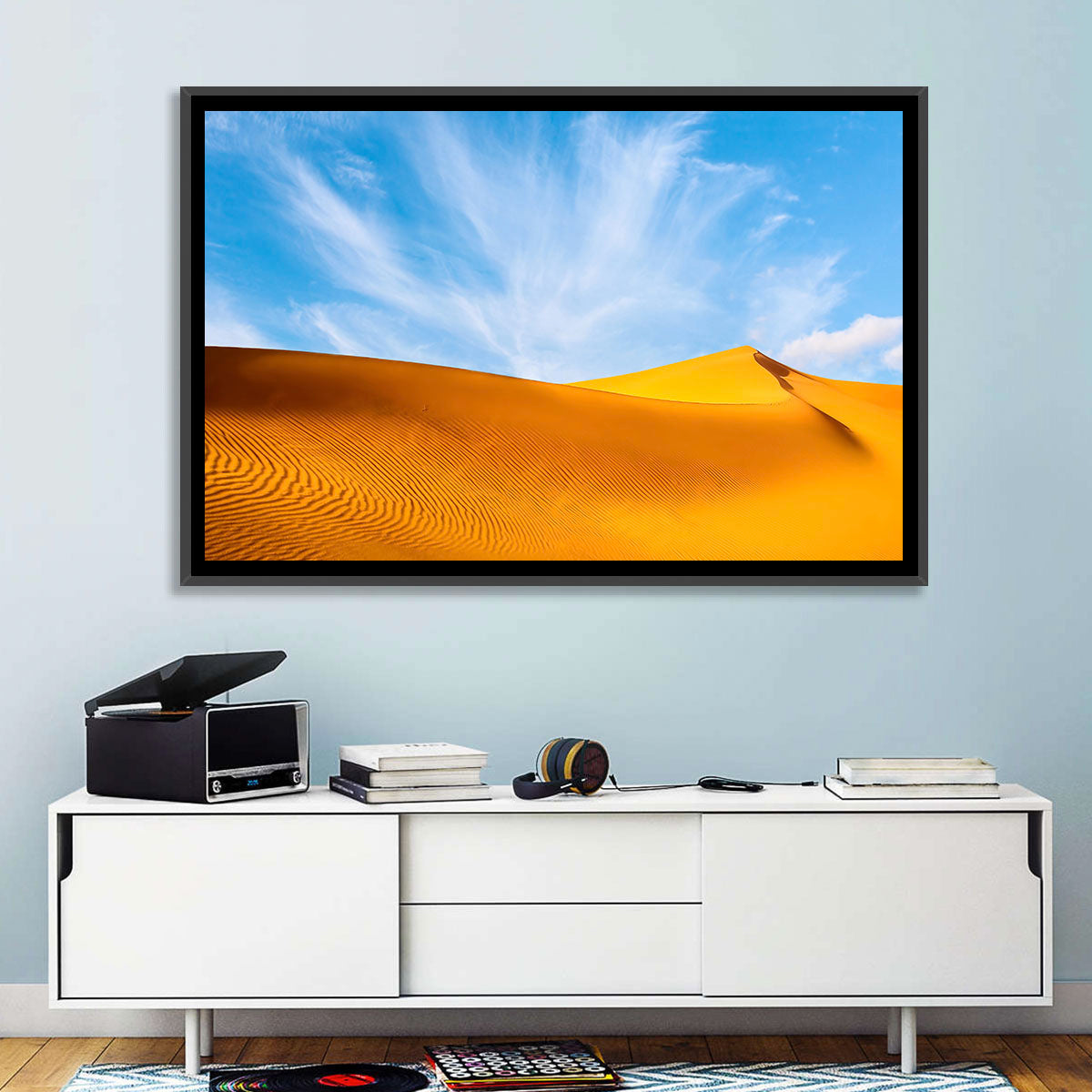 Rippled Sahara Dunes Wall Art in a room, landscape