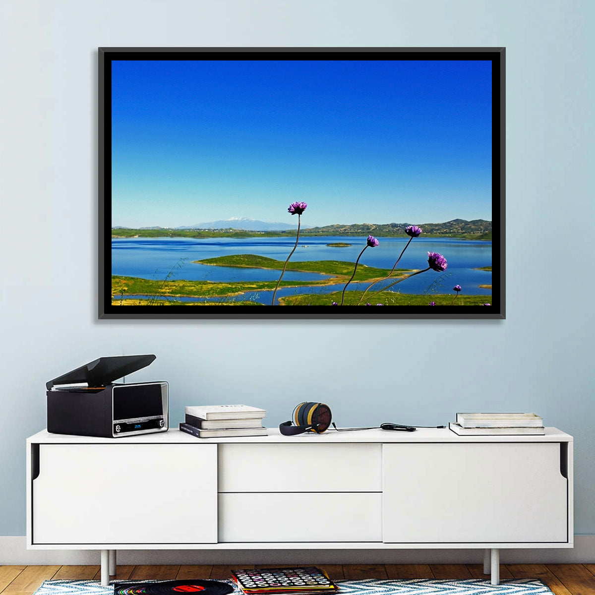 Lake Mathews Wildflower View Wall Art in a room, landscape