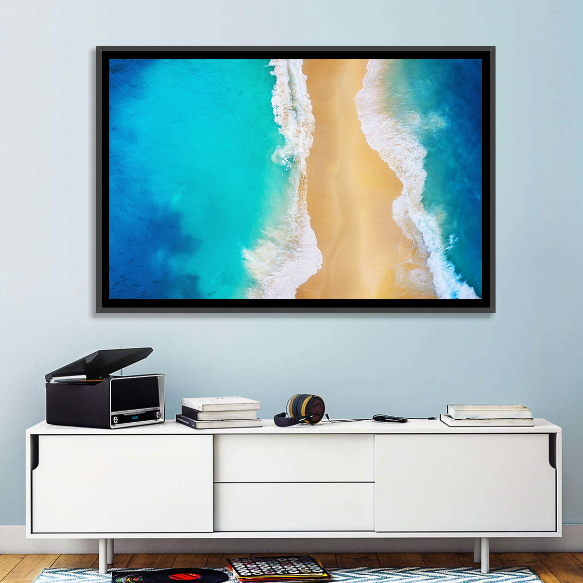 Nusa Penida Turquoise Beach Wall Art in a room, landscape