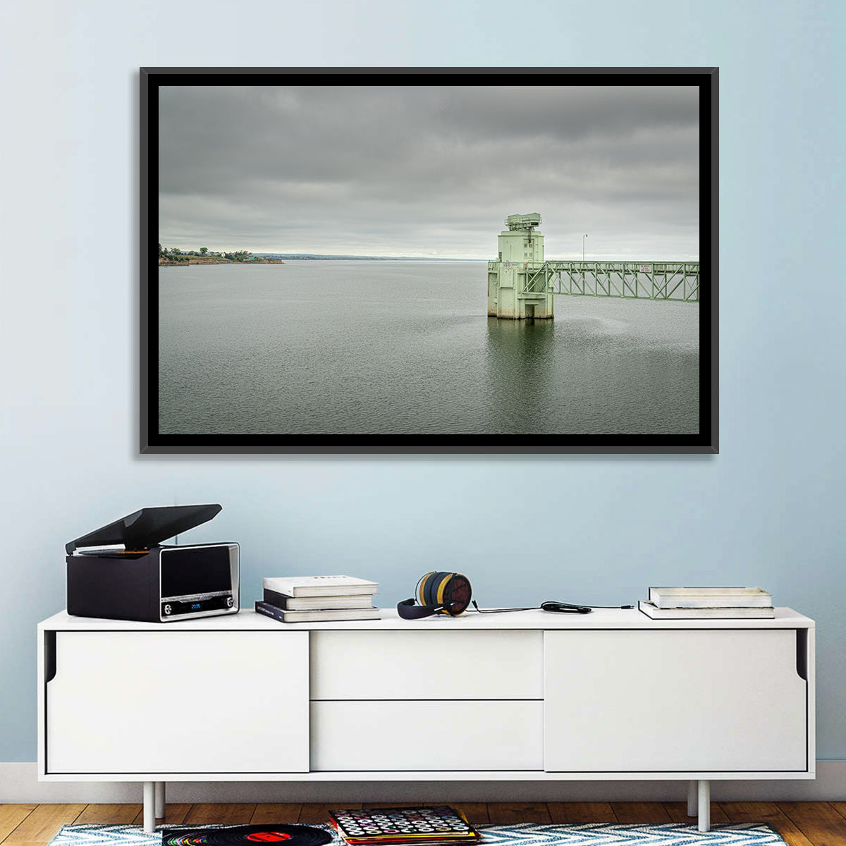 Lake Mcconaughy Intake Tower Wall Art in a room, landscape