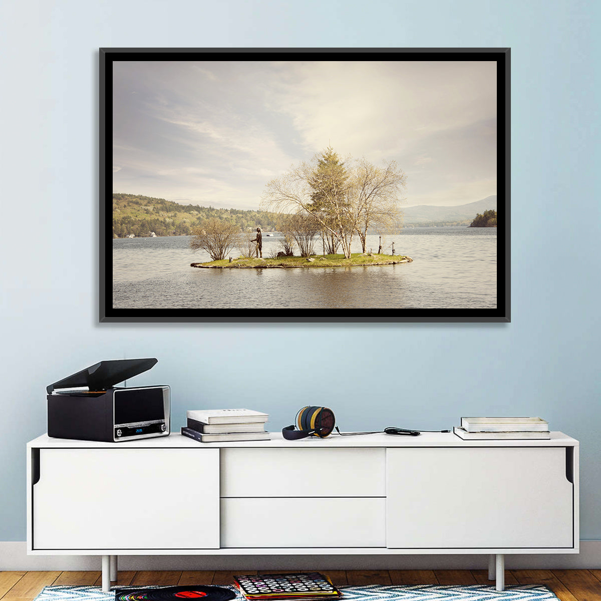 Lake Winnipesaukee Wall Art in a room, landscape