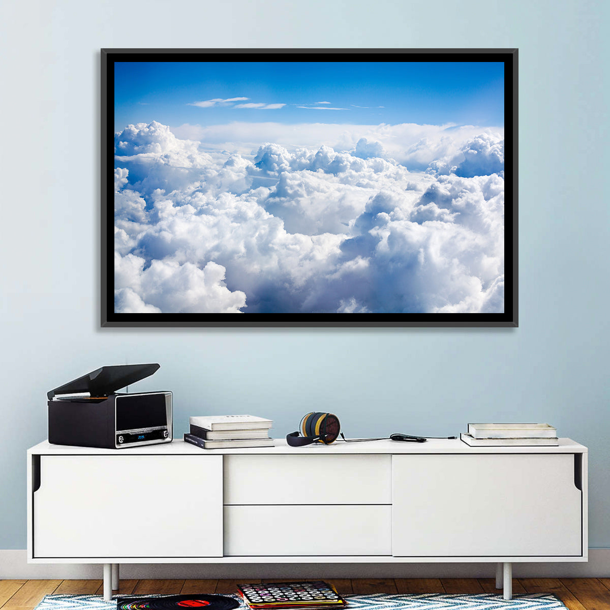 Aerial Cloudscape Wall Art in a room, landscape